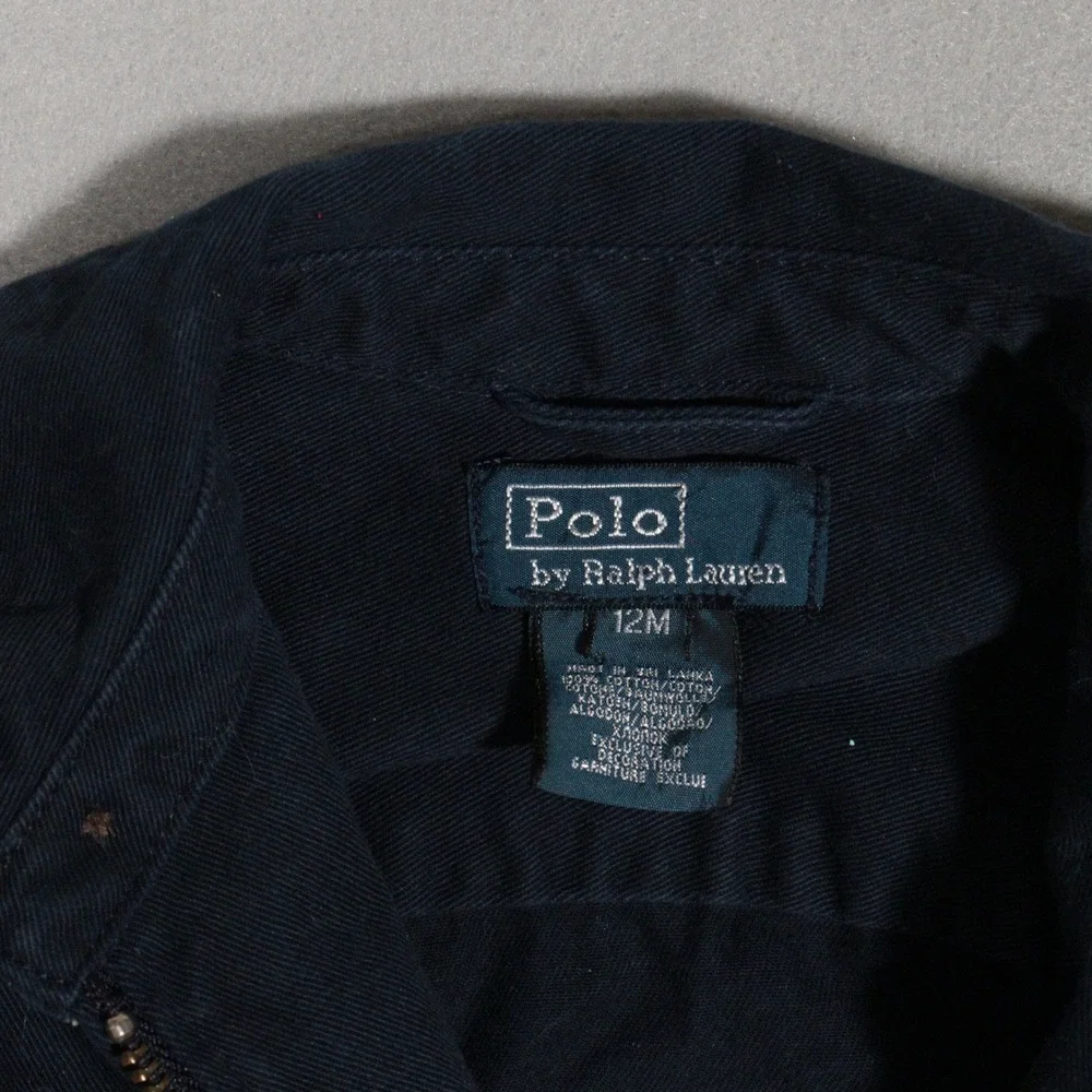 Polo Ralph Lauren Harrington Jacket Plaid Collar Classic Preppy Navy Baby 12M